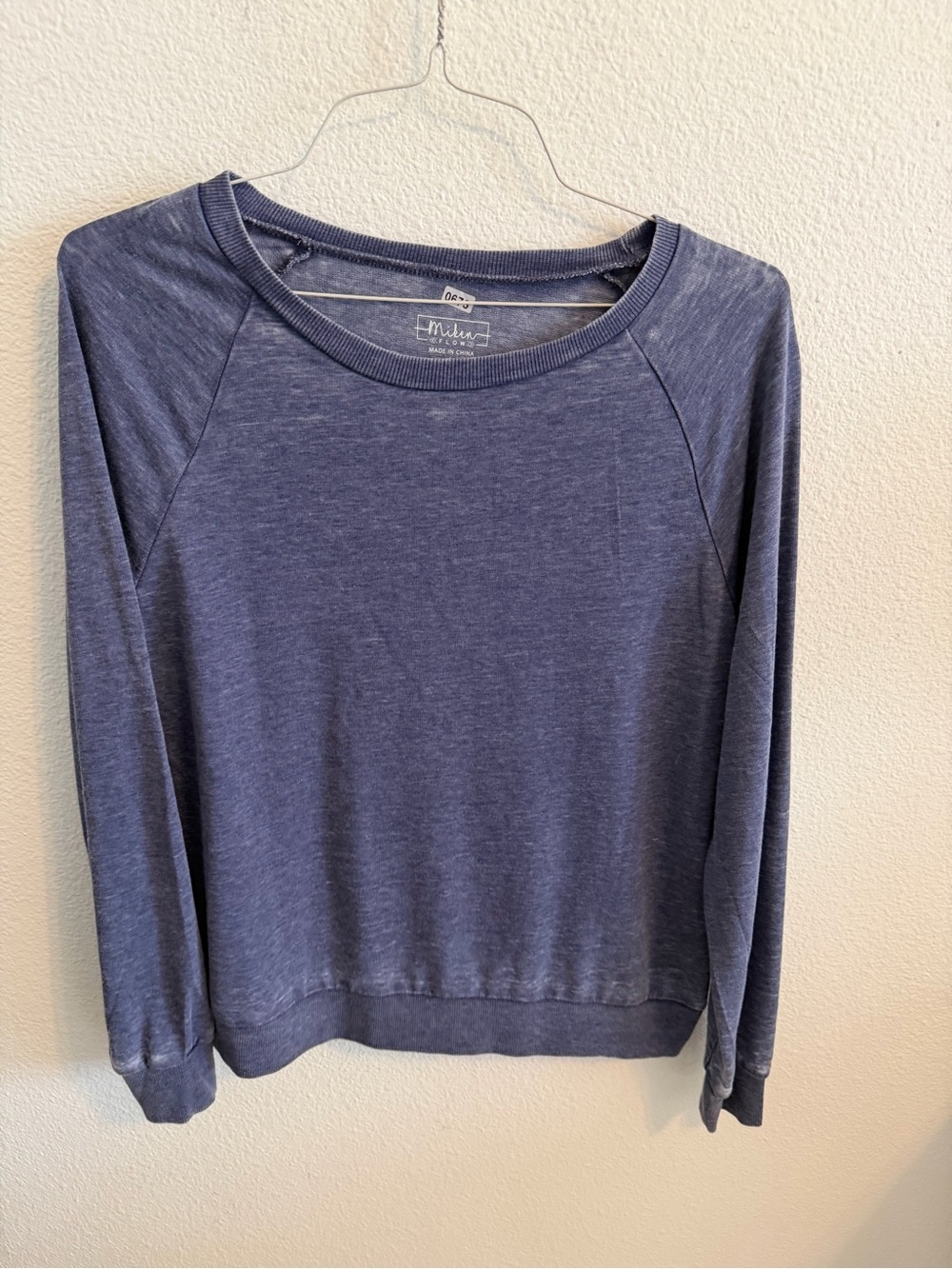 Miken Heathered Navy Blue Lightweight Crewneck Sweatshirt